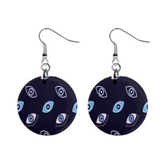 Eyes Evil Eye Blue Pattern Design Mini Button Earrings by artworkshop