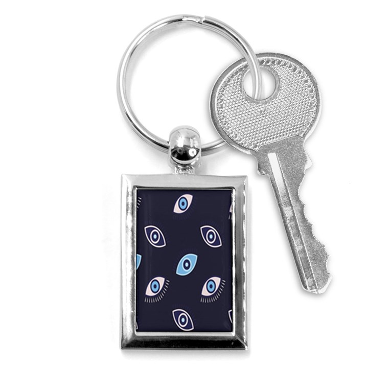 Eyes Evil Eye Blue Pattern Design Key Chain (Rectangle)