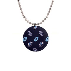 Eyes Evil Eye Blue Pattern Design 1  Button Necklace by artworkshop