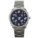 Eyes Evil Eye Blue Pattern Design Sport Metal Watch Front