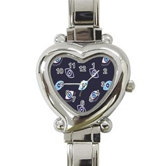 Eyes Evil Eye Blue Pattern Design Heart Italian Charm Watch by artworkshop