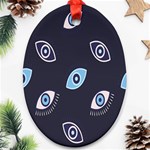 Eyes Evil Eye Blue Pattern Design Oval Ornament (Two Sides) Front