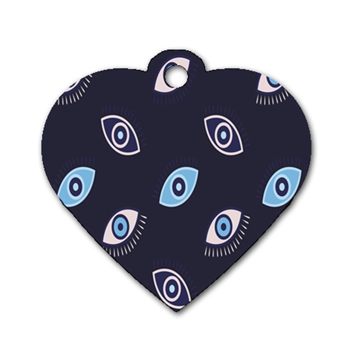 Eyes Evil Eye Blue Pattern Design Dog Tag Heart (Two Sides)