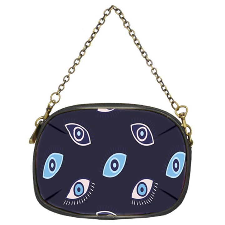 Eyes Evil Eye Blue Pattern Design Chain Purse (Two Sides)