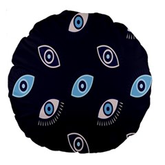 Eyes Evil Eye Blue Pattern Design Large 18  Premium Round Cushions by artworkshop