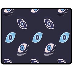 Eyes Evil Eye Blue Pattern Design Double Sided Fleece Blanket (medium)  by artworkshop