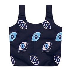 Eyes Evil Eye Blue Pattern Design Full Print Recycle Bag (l) by artworkshop