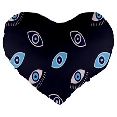 Eyes Evil Eye Blue Pattern Design Large 19  Premium Heart Shape Cushions by artworkshop