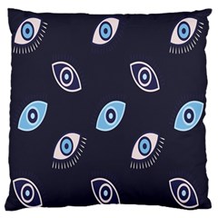 Eyes Evil Eye Blue Pattern Design Large Flano Cushion Case (one Side) by artworkshop