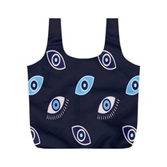 Eyes Evil Eye Blue Pattern Design Full Print Recycle Bag (m) by artworkshop