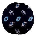 Eyes Evil Eye Blue Pattern Design Large 18  Premium Flano Round Cushions Front