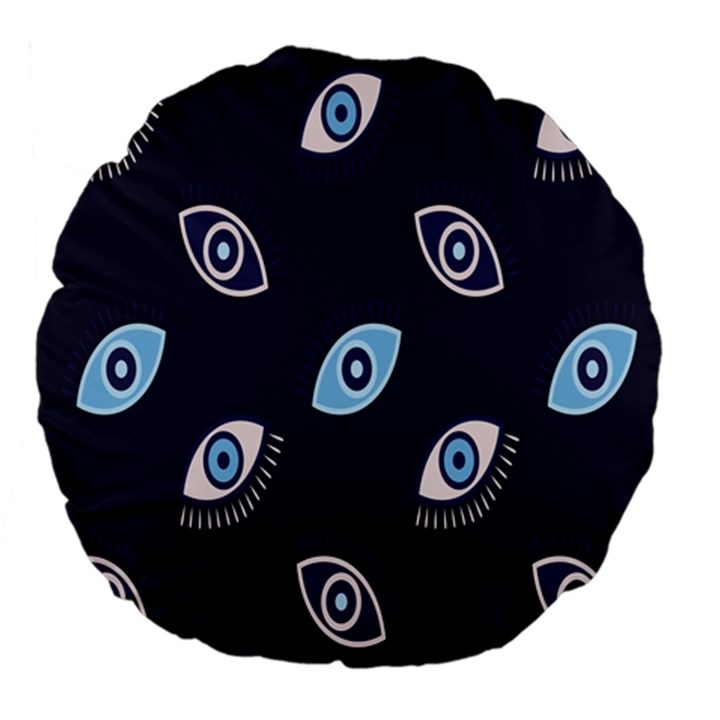 Eyes Evil Eye Blue Pattern Design Large 18  Premium Flano Round Cushions