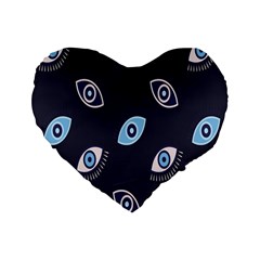 Eyes Evil Eye Blue Pattern Design Standard 16  Premium Flano Heart Shape Cushions by artworkshop