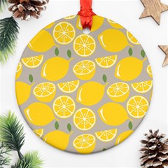 Lemon Pattern Ornament (round) by artworkshop