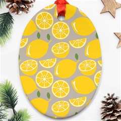 Lemon Pattern Ornament (oval) by artworkshop