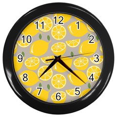 Lemon Pattern Wall Clock (black) by artworkshop