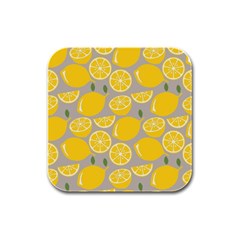 Lemon Pattern Rubber Square Coaster (4 Pack) by artworkshop