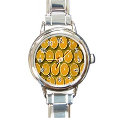 Oranges Slices  Pattern Round Italian Charm Watch by artworkshop