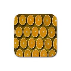 Oranges Slices  Pattern Rubber Square Coaster (4 Pack) by artworkshop