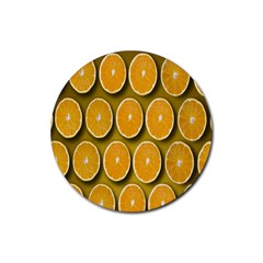 Oranges Slices  Pattern Rubber Round Coaster (4 Pack) by artworkshop