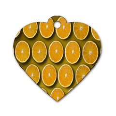 Oranges Slices  Pattern Dog Tag Heart (two Sides) by artworkshop