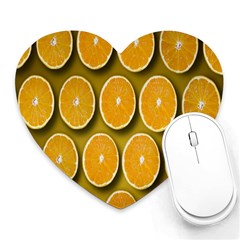 Oranges Slices  Pattern Heart Mousepads by artworkshop