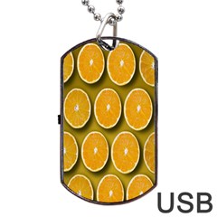 Oranges Slices  Pattern Dog Tag Usb Flash (two Sides) by artworkshop