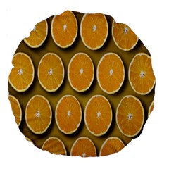 Oranges Slices  Pattern Large 18  Premium Round Cushions by artworkshop