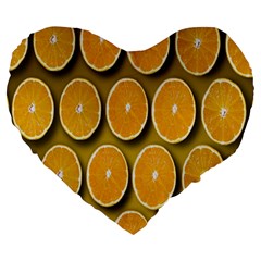 Oranges Slices  Pattern Large 19  Premium Heart Shape Cushions by artworkshop