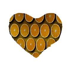 Oranges Slices  Pattern Standard 16  Premium Flano Heart Shape Cushions by artworkshop