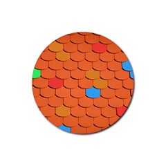 Phone Wallpaper Roof Roofing Tiles Roof Tiles Rubber Round Coaster (4 Pack) by artworkshop