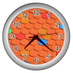 Phone Wallpaper Roof Roofing Tiles Roof Tiles Wall Clock (silver) by artworkshop