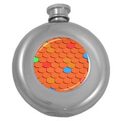 Phone Wallpaper Roof Roofing Tiles Roof Tiles Round Hip Flask (5 Oz) by artworkshop