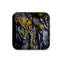 Rock Wall Crevices Geology Pattern Shapes Texture Rubber Coaster (square) by artworkshop