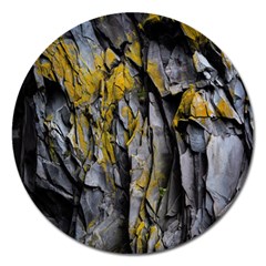 Rock Wall Crevices Geology Pattern Shapes Texture Magnet 5  (round) by artworkshop