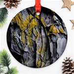 Rock Wall Crevices Geology Pattern Shapes Texture Round Ornament (Two Sides) Front