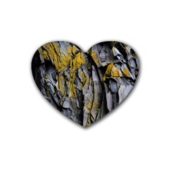 Rock Wall Crevices Geology Pattern Shapes Texture Rubber Heart Coaster (4 Pack) by artworkshop