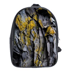 Rock Wall Crevices Geology Pattern Shapes Texture School Bag (large) by artworkshop