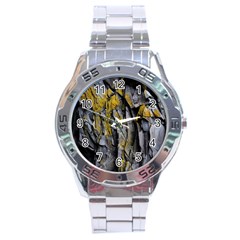 Rock Wall Crevices Geology Pattern Shapes Texture Stainless Steel Analogue Watch by artworkshop