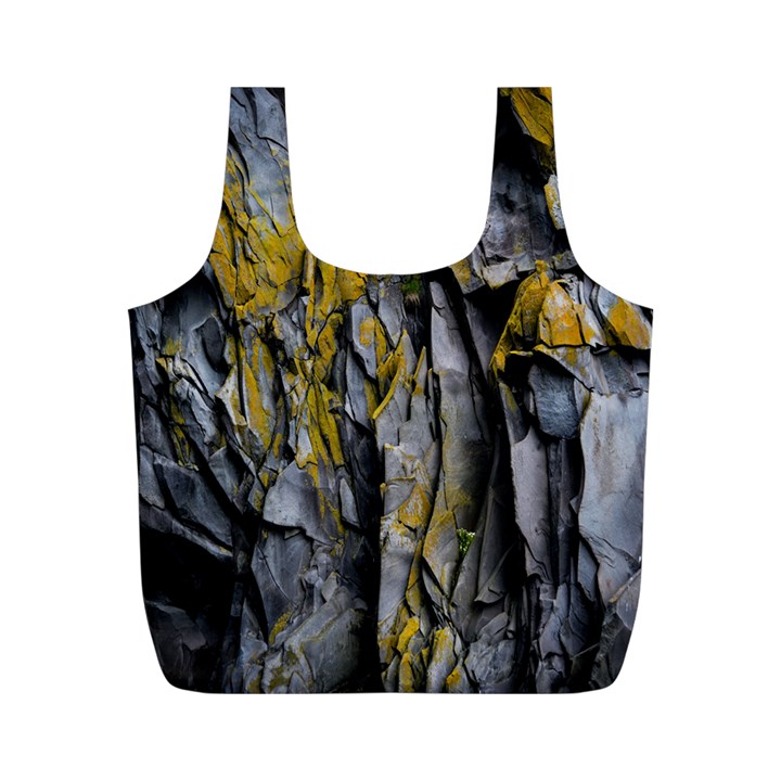 Rock Wall Crevices Geology Pattern Shapes Texture Full Print Recycle Bag (M)