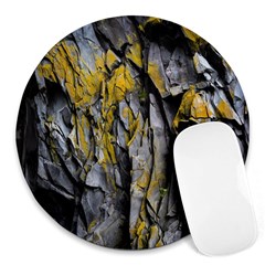 Rock Wall Crevices Geology Pattern Shapes Texture Round Mousepads by artworkshop