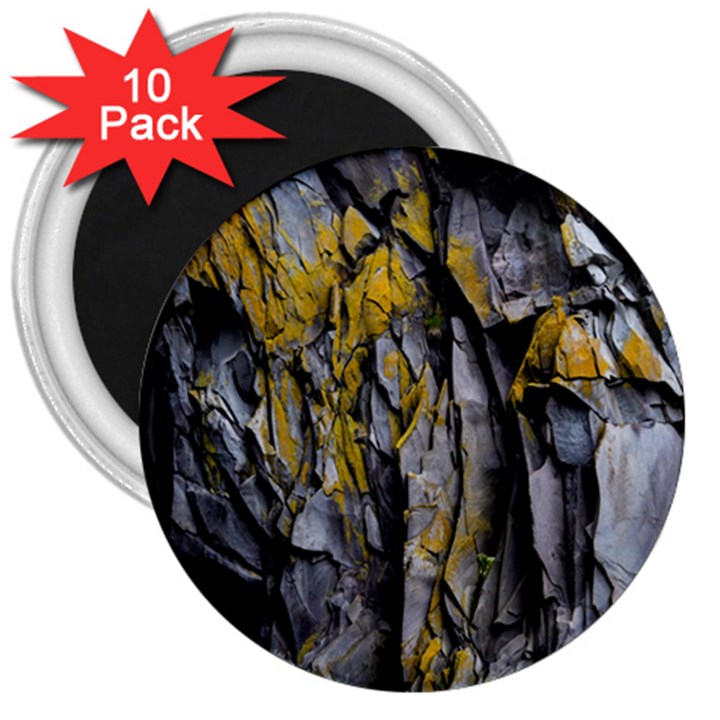 Rock Wall Crevices Geology Pattern Shapes Texture 3  Magnets (10 pack) 