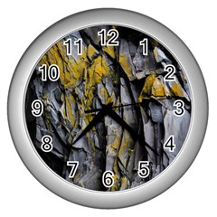 Rock Wall Crevices Geology Pattern Shapes Texture Wall Clock (silver)