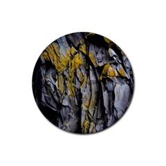 Rock Wall Crevices Geology Pattern Shapes Texture Rubber Coaster (round) by artworkshop