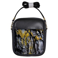 Rock Wall Crevices Geology Pattern Shapes Texture Girls Sling Bag by artworkshop