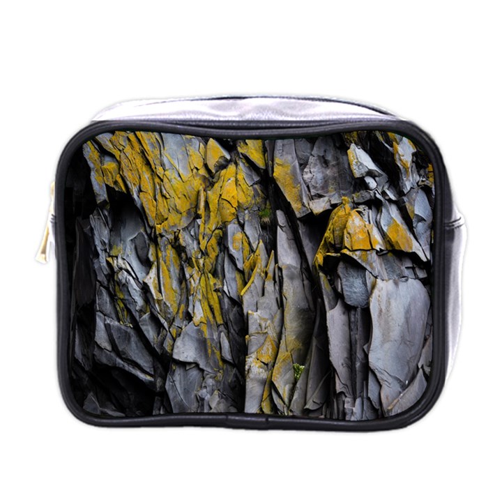 Rock Wall Crevices Geology Pattern Shapes Texture Mini Toiletries Bag (One Side)