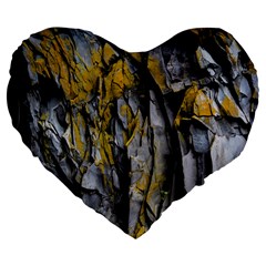 Rock Wall Crevices Geology Pattern Shapes Texture Large 19  Premium Flano Heart Shape Cushions by artworkshop