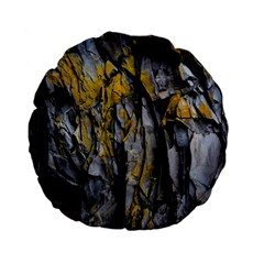 Rock Wall Crevices Geology Pattern Shapes Texture Standard 15  Premium Flano Round Cushions by artworkshop