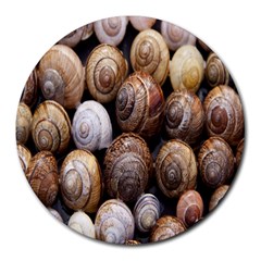 Snail Shells Pattern Arianta Arbustorum Round Mousepads by artworkshop