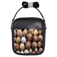 Snail Shells Pattern Arianta Arbustorum Girls Sling Bag by artworkshop